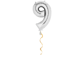 Zahl 9 Silber Ballon - 66cm