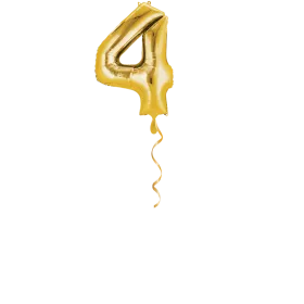 Zahl 4 Gold Ballon - 66cm