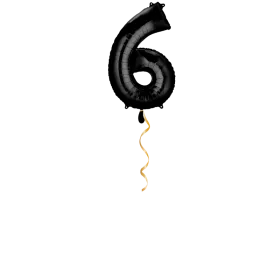 Zahl 6 Schwarz Ballon - 66cm