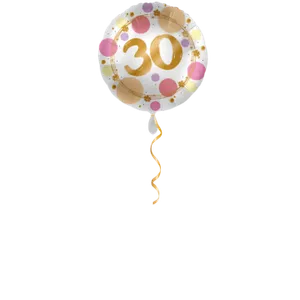 Zahl 30 Golden mit Punkten Ballon - 43 cm