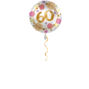 Zahl 60 Golden mit Punkten Ballon - 43 cm