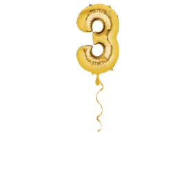 Zahl 3 Gold Ballon - 66cm