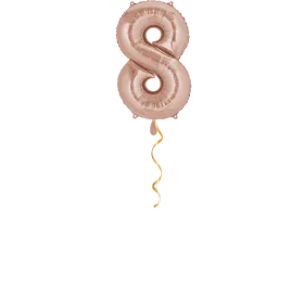 Zahl 8 Rosegold Ballon - 66cm