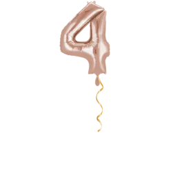 Zahl 4 Rosegold Ballon - 66cm