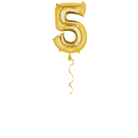 Zahl 5 Gold Ballon - 66cm