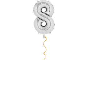 Zahl 8 Silber Ballon - 66cm