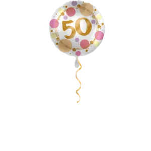 Zahl 50 Golden mit Punkten Ballon - 43 cm