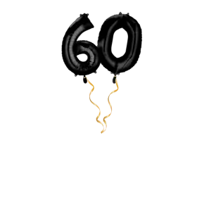 Zahl 60 Schwarz Ballon-Set 66 cm 