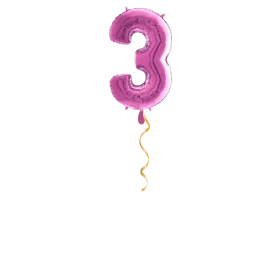 Zahl 3 Pink Ballon - 66cm