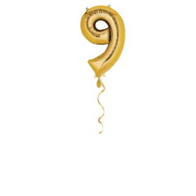 Zahl 9 Gold Ballon - 66cm
