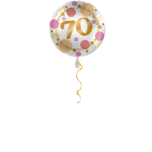 Zahl 70 Golden mit Punkten Ballon - 43 cm