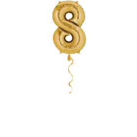 Zahl 8 Gold Ballon - 66cm