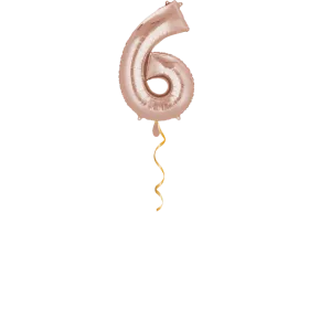 Zahl 6 Rosegold Ballon - 66cm