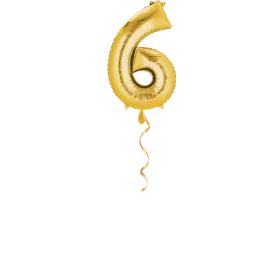 Zahl 6 Gold Ballon - 66cm
