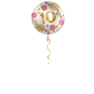 Zahl 10 Golden mit Punkten Ballon - 43 cm