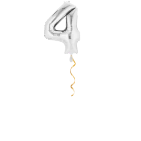 Zahl 4 Silber Ballon - 66cm