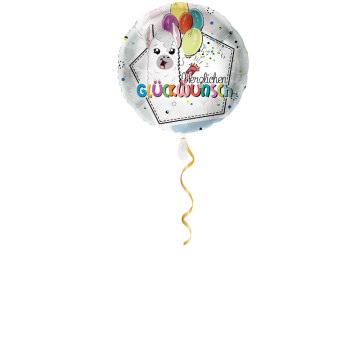 Herzlichen Glückwunsch Lama Ballon - 43cm