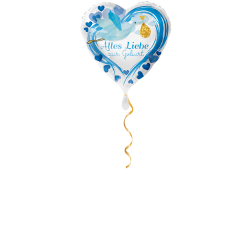Alles Liebe zur Geburt blau Ballon - 43cm