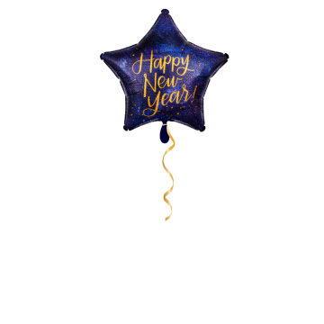 Happy New Year Stern blau Ballon - 43cm