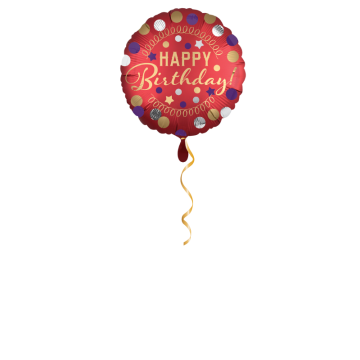 Happy Birthday Satin rot Ballon - 43cm