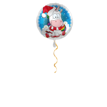 Einhorn mit Kappe Weihnachten Ballon - 43cm