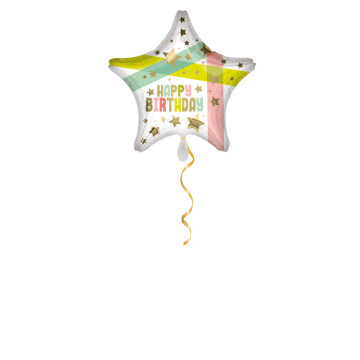 Happy Birthday Stern farbig Ballon - 43cm