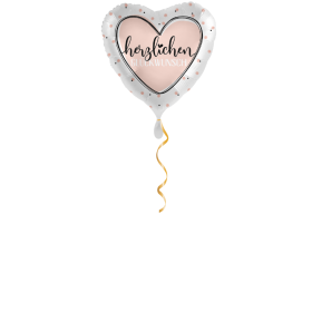 Herzlichen Glückwunsch Herz weiss/rosa Ballon - 43cm