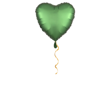Herz grün satin klein Ballon - 43cm