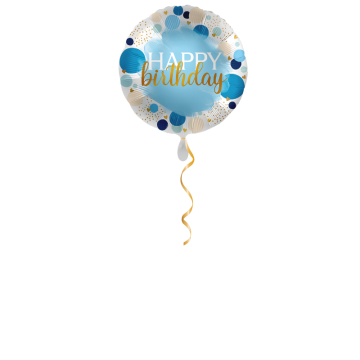 Happy Birthday Punkte Blau Ballon - 43 cm