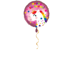 Happy Birthday Einhorn mit Stern Ballon - 43cm