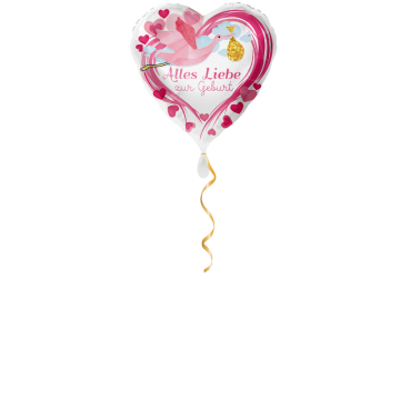 Alles Liebe zur Geburt pink Ballon - 43cm