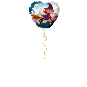 Kleine Hexe auf Besen Ballon - 43cm