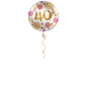 Zahl 40 Golden mit Punkten Ballon - 43 cm