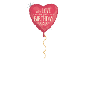 With love on you Birthday Herz Ballon - 46cm