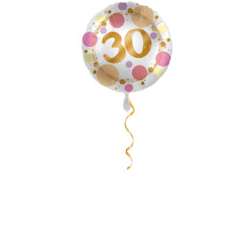 Zahl 30 Golden mit Punkten Ballon - 43 cm