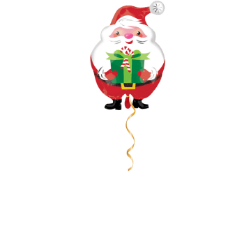 Weihnachtsmann mit Geschenk Ballon - 50 cm