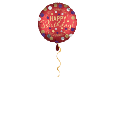 Happy Birthday Satin rot Ballon - 43cm