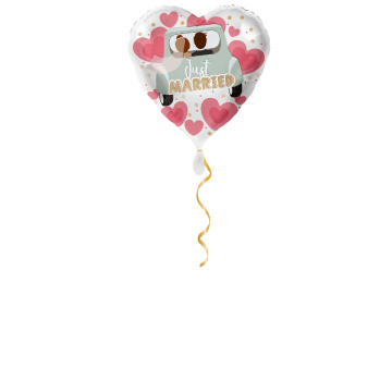 Just Married Herz mit Auto Ballon - 43 cm