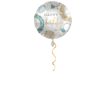 Happy Birthday blau/gold Ballon - 43cm