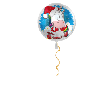 Einhorn mit Kappe Weihnachten Ballon - 43cm