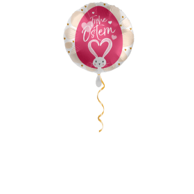 Frohe Ostern Hase mit Herz Ballon - 43cm