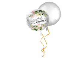 Herzlich Willkommen mit Blumen Ballon-Set