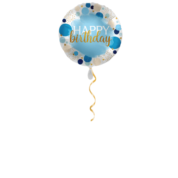 Happy Birthday Punkte Blau Ballon - 43 cm