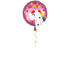 Happy Birthday Einhorn mit Stern Ballon - 43cm